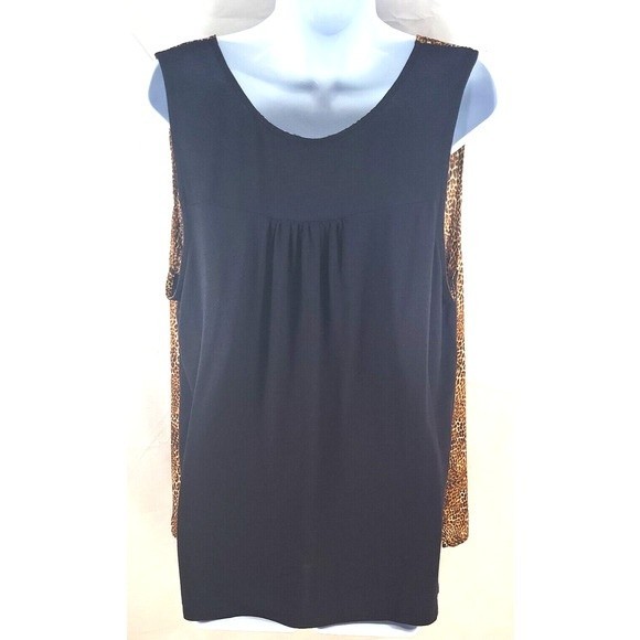 Worthington PXL Leopard Print Sleeveless Lightweight Layered Top - Picture 8 of 8